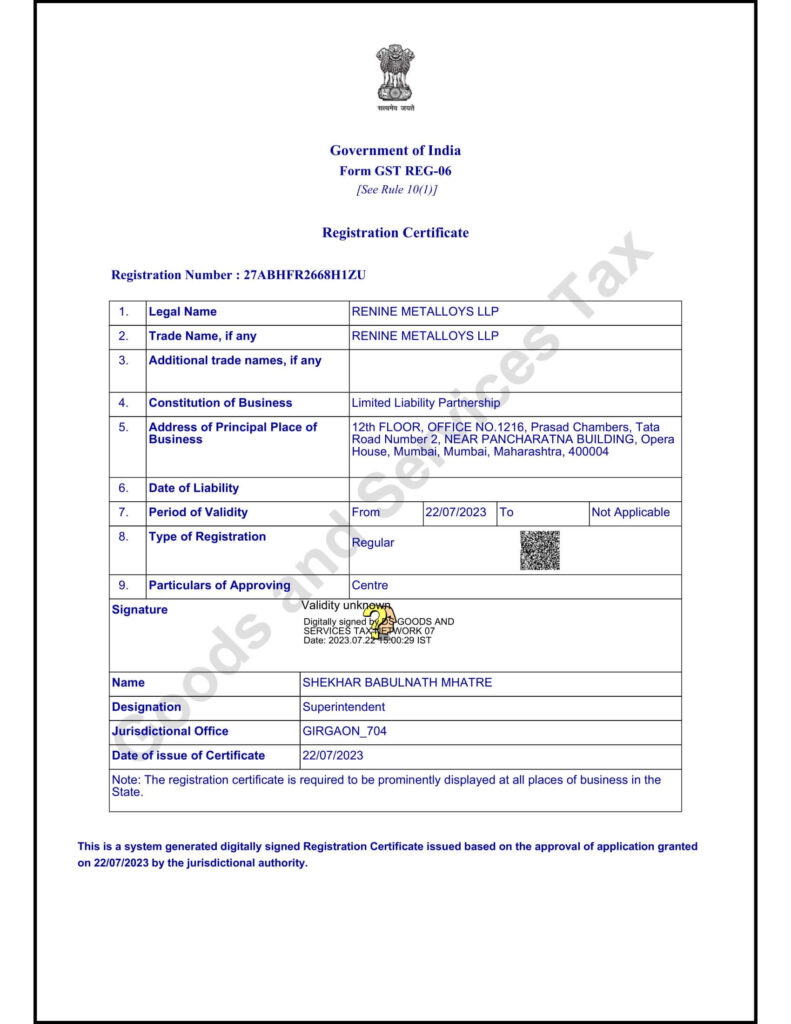 Renine Metalloys GST